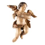 SCHWEBENDER PUTTO Süddeutsch, 18. Jh. Holz, plastisch geschnitzt, f