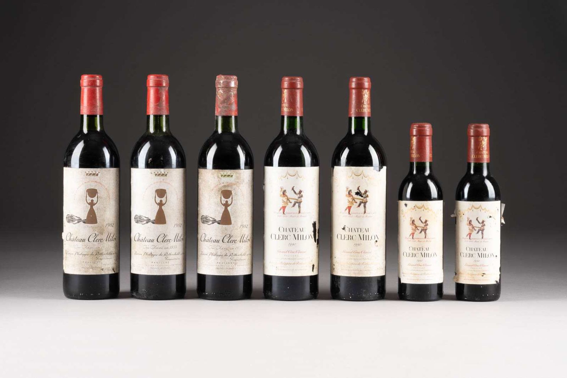 SAMMLUNG AUS SIEBEN FLASCHEN CHÂTEAU CLERC MILON PAUILLAC 3 Flaschen 0,75 von 1