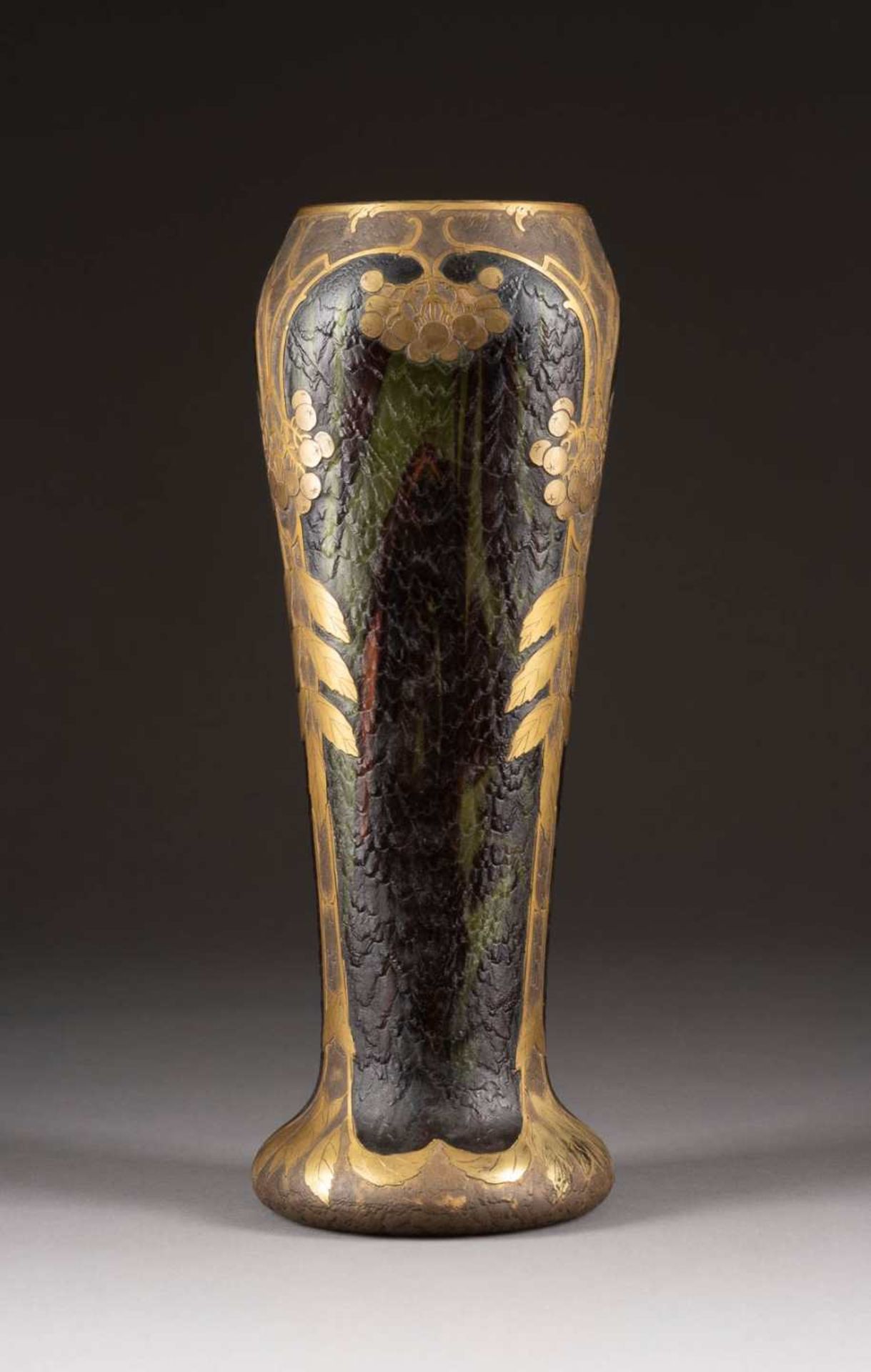 LEGRAS & CIEJUGENDSTIL-VASE MIT EBERESCHENZWEIGEN Frankreich, Verre