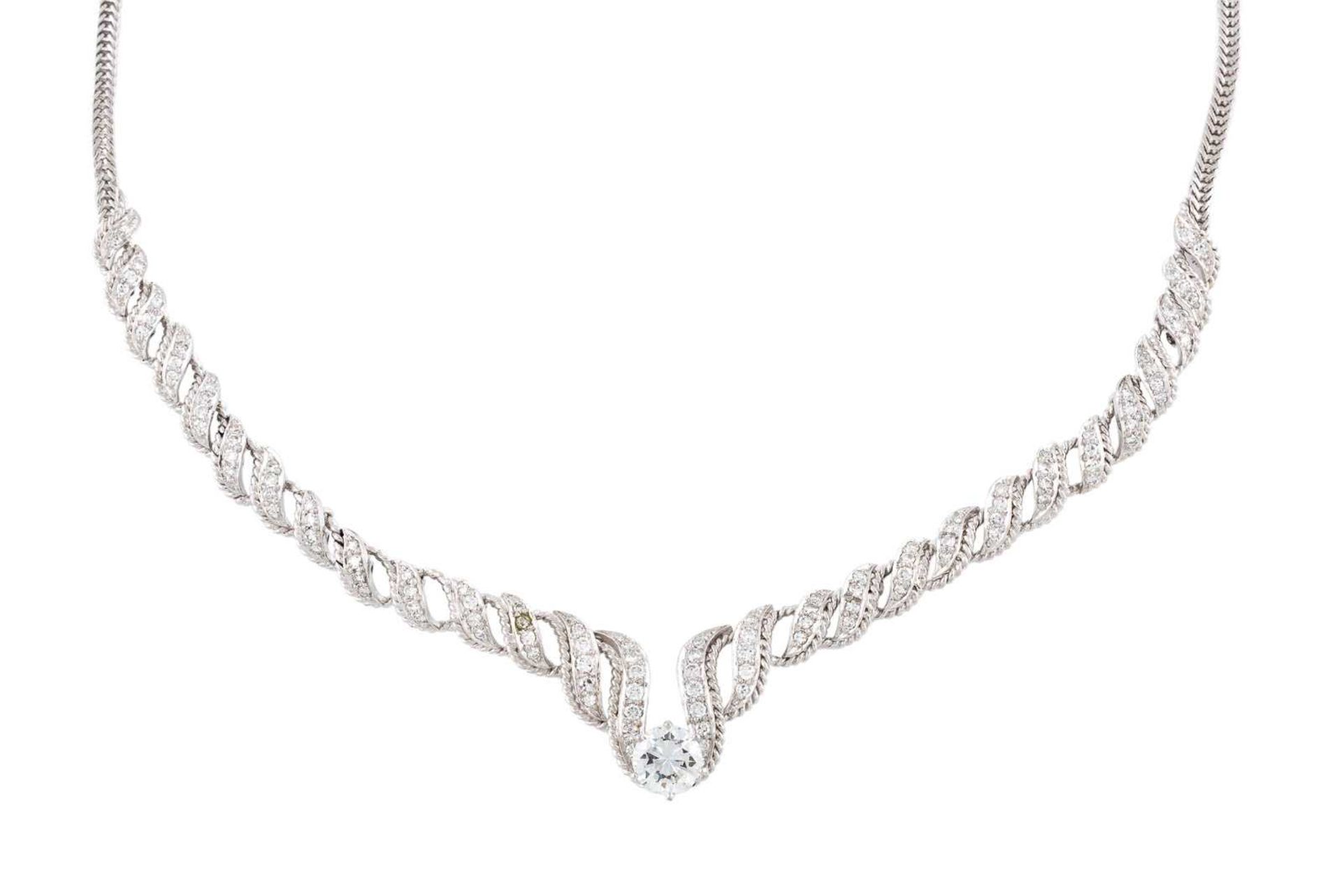 DIAMANT-COLLIER 'WILM' Deutsch, Hamburg, Hofjuwelier Wilm, 1950er Pl