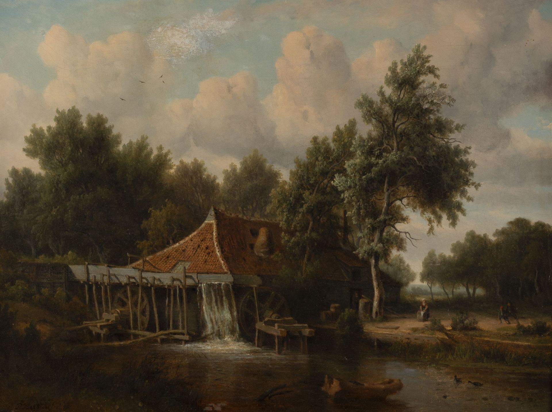 PIETER PIETERSZ BARBIERS (ATTR.), WASSERMÜHLE IN BELEBTER LANDSCHAFT - Bild 2 aus 3