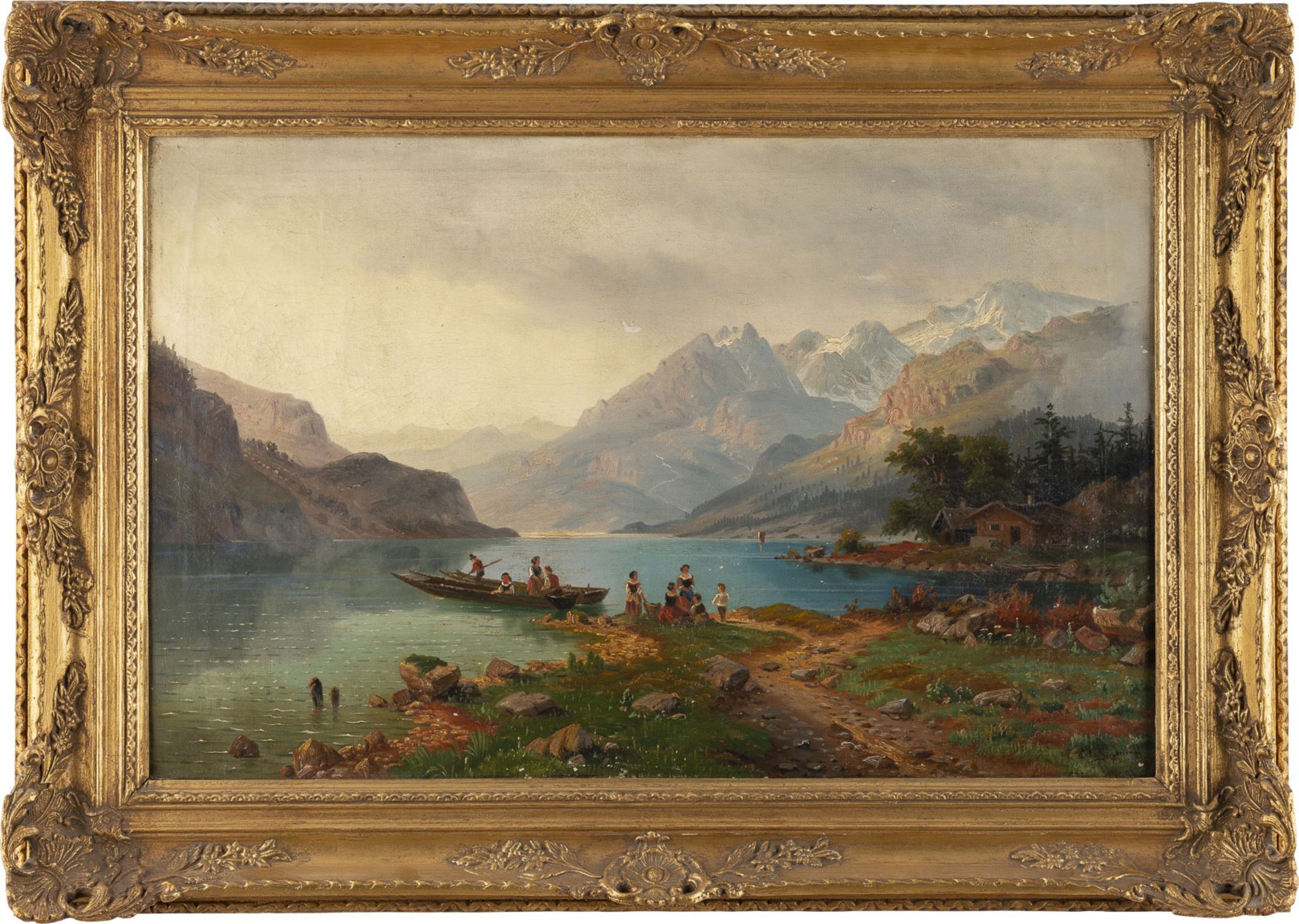 CARL LUDWIG SCHMITZ, BERGSEE MIT FIGURENSTAFFAGE - Bild 3 aus 3