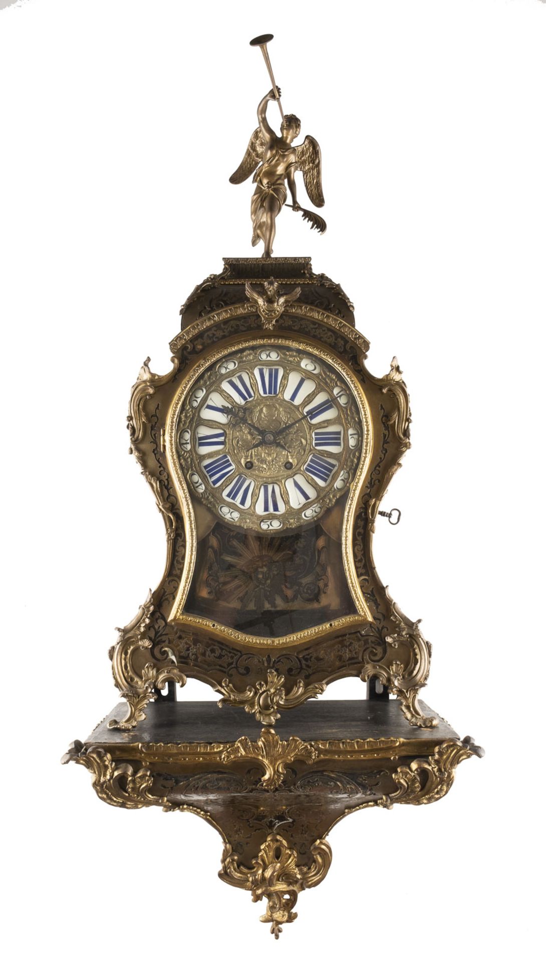 PENDULE MIT BOULLE-MARKETERIE UND KONSOLE Frankreich, 19. Jh.