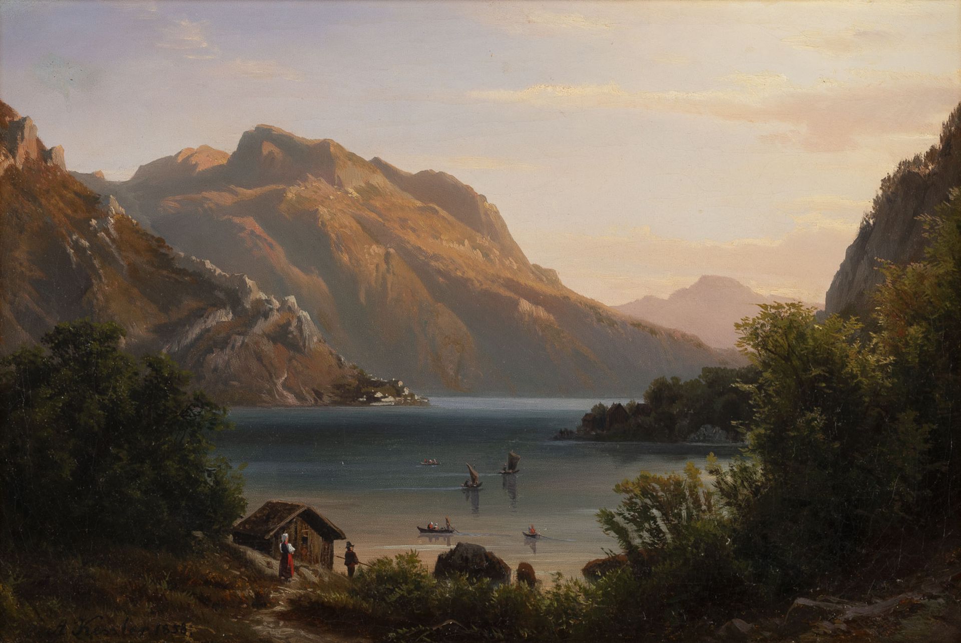 AUGUST FRIEDRICH KESSLER, BERGSEE BEI SONNENAUFGANG