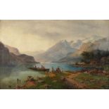 CARL LUDWIG SCHMITZ, BERGSEE MIT FIGURENSTAFFAGE