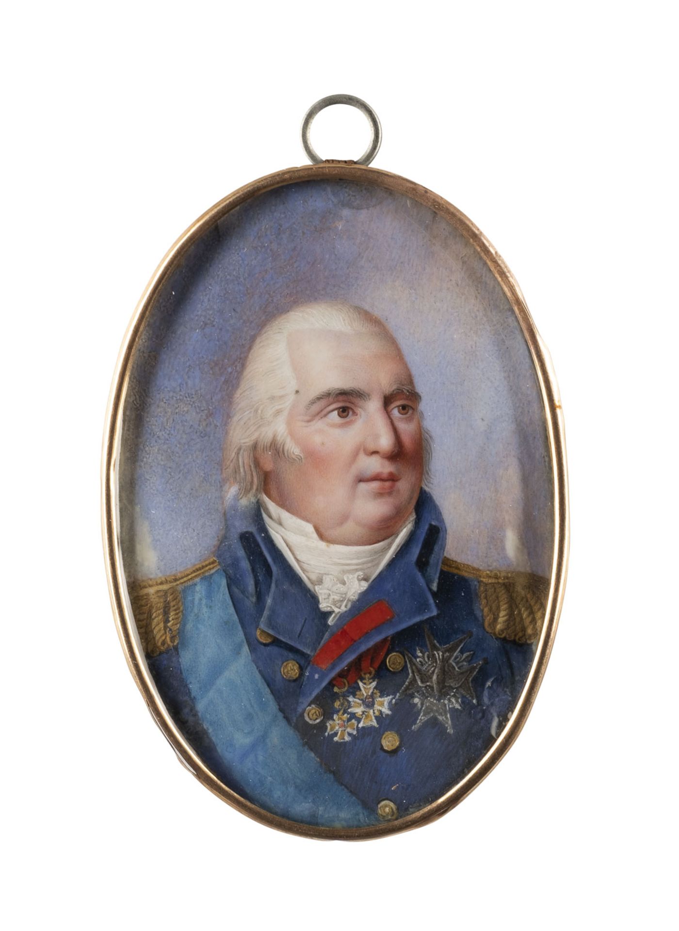 SEHR FEINE PORTRÄT-MINIATUR: LUDWIG XVIII., KÖNIG VON FRANKREICH UND NAVARRA (1755-1824) Bitte beach