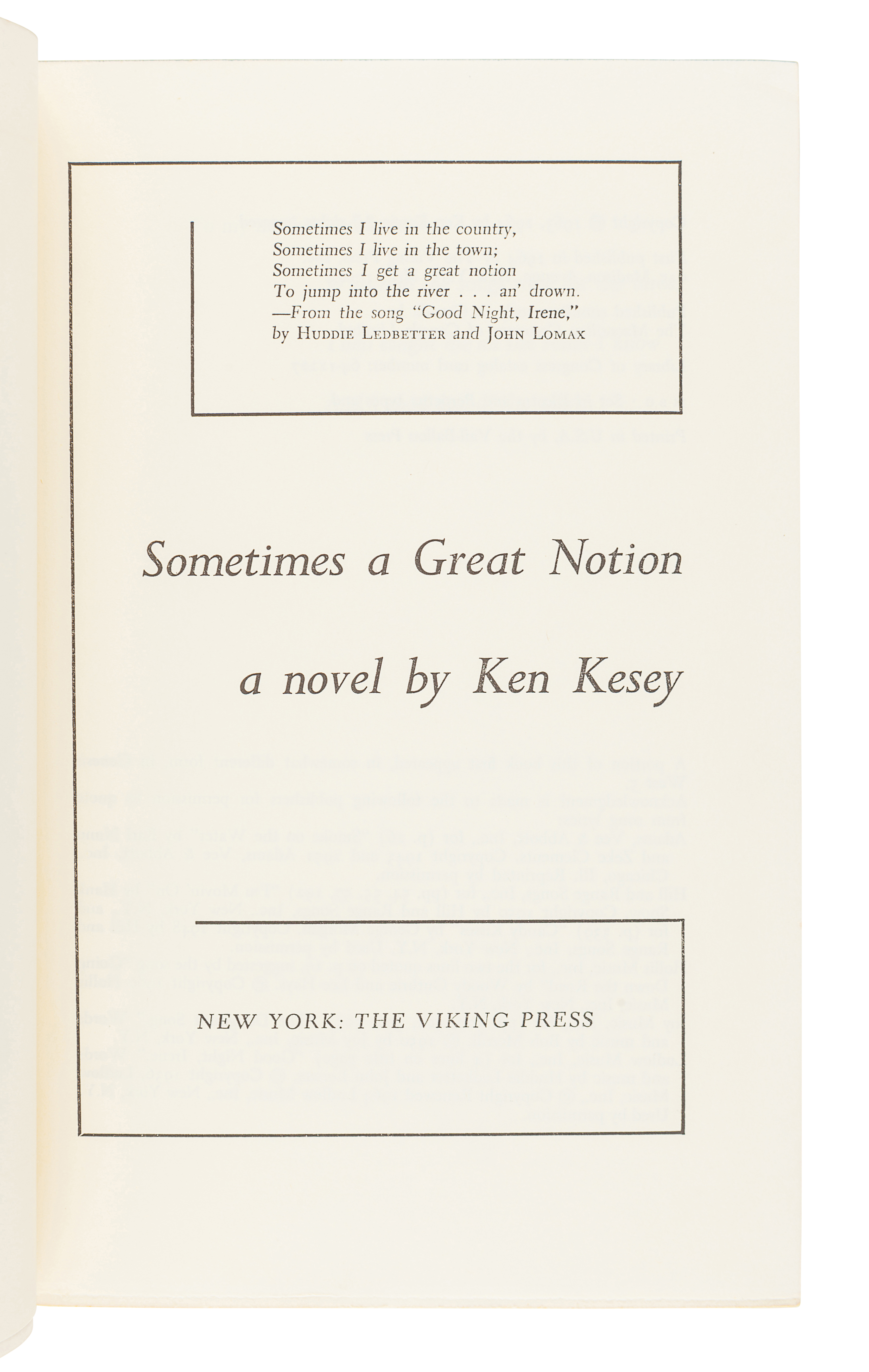 KESEY, Ken (1935-2001). Sometimes a Great Notion. New York: The Viking Press, 1964. - Image 3 of 3