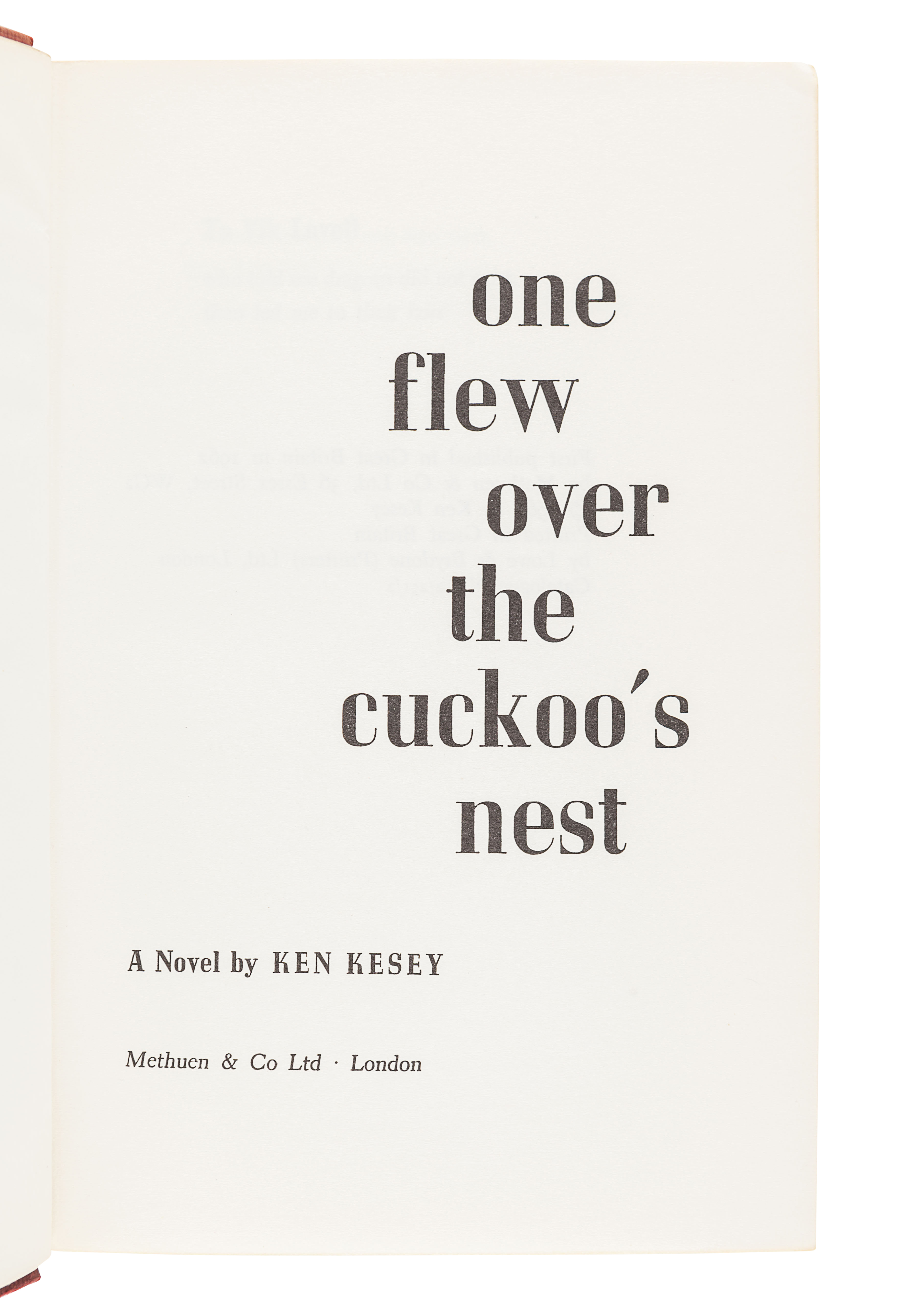 KESEY, Ken (1935-2001). One Flew Over the Cuckoo's Nest. London: Methuen & Co. Ltd., 1962. - Image 3 of 3