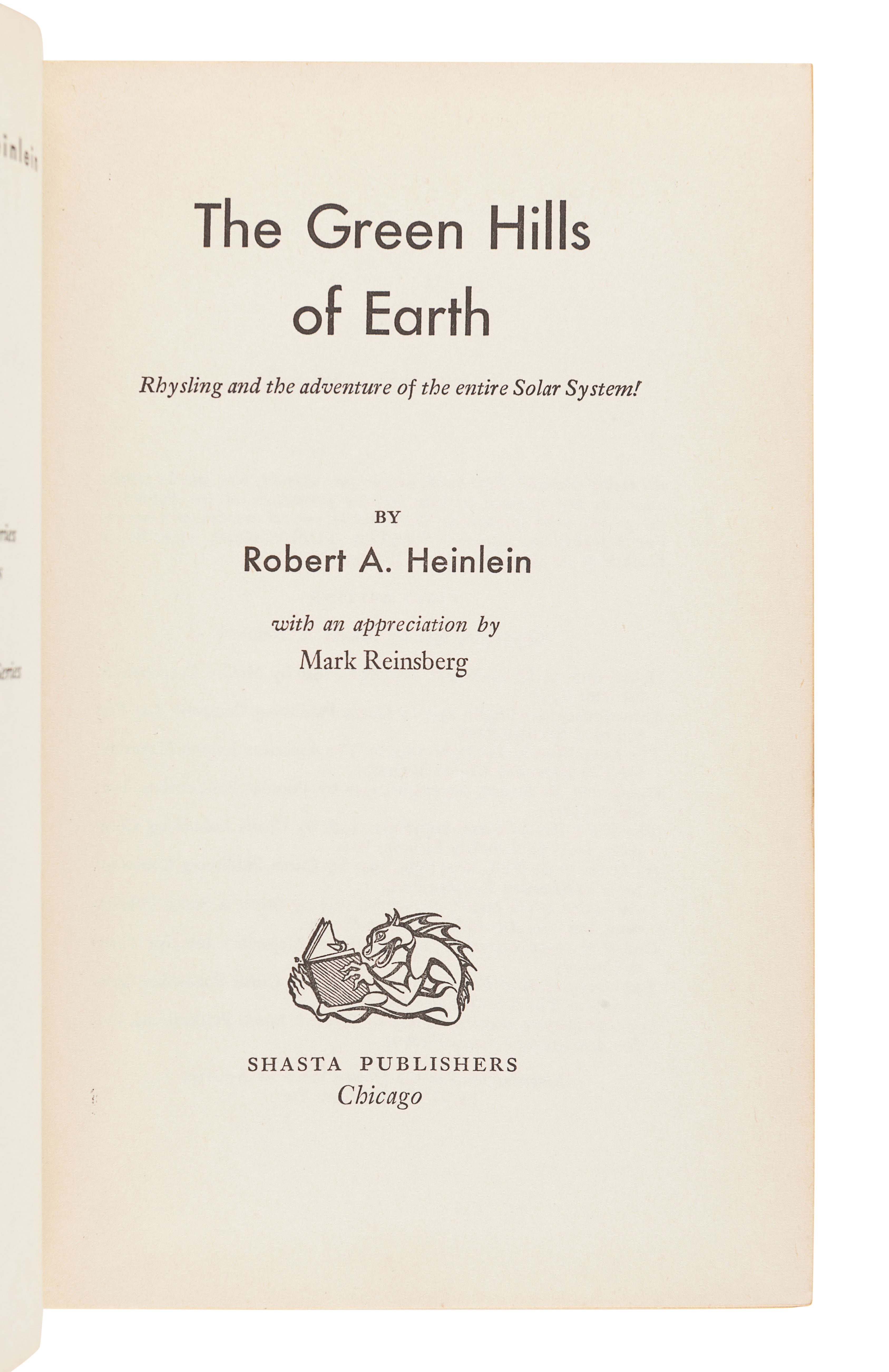 HEINLEIN, Robert A. (1907-1988). The Green Hills Of Earth. Chicago: Shasta Publishers, 1951. - Image 2 of 3