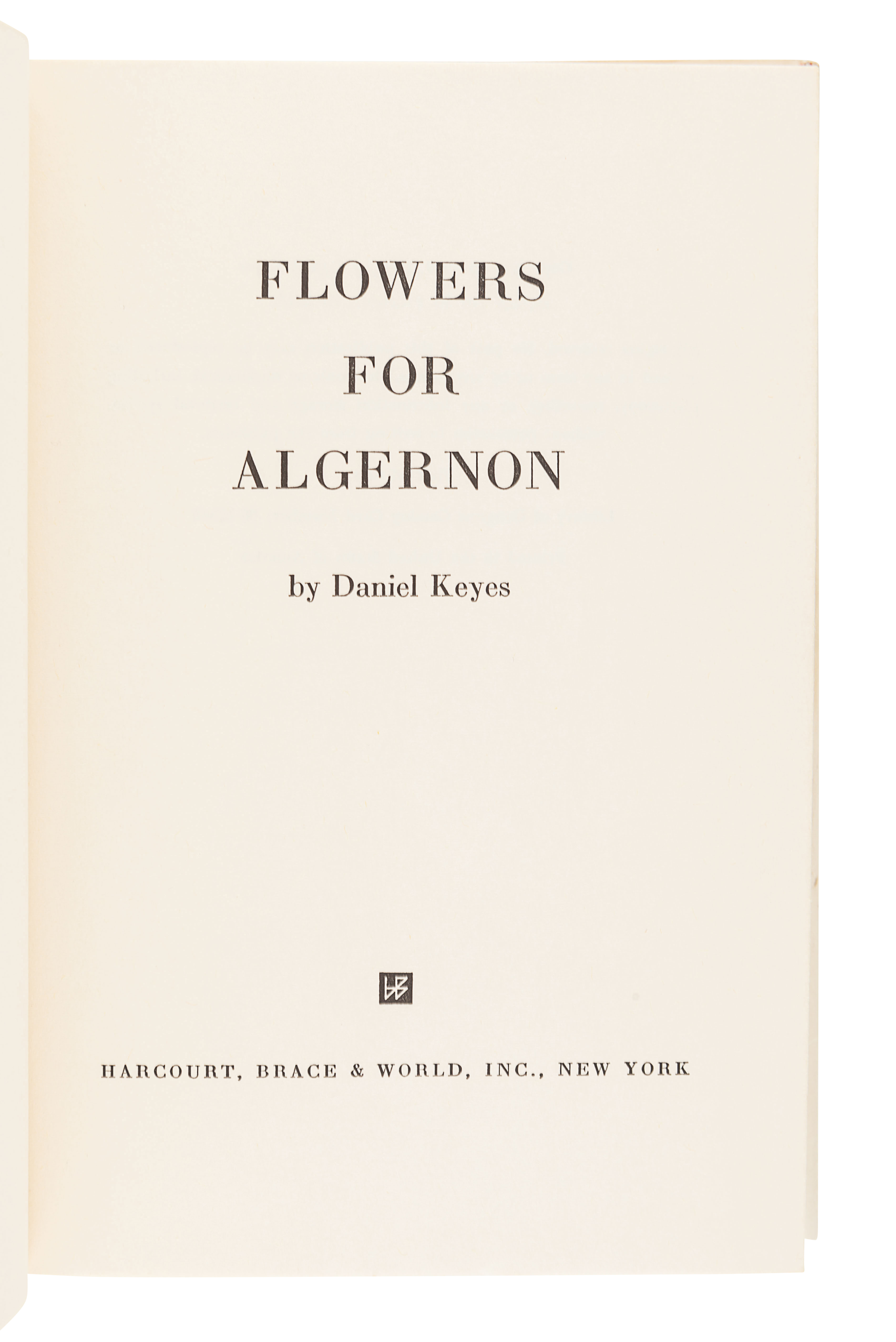 KEYES, Daniel (1927-2014). Flowers for Algernon. New York: Harcourt Brace & World, Inc., 1966. - Image 2 of 3