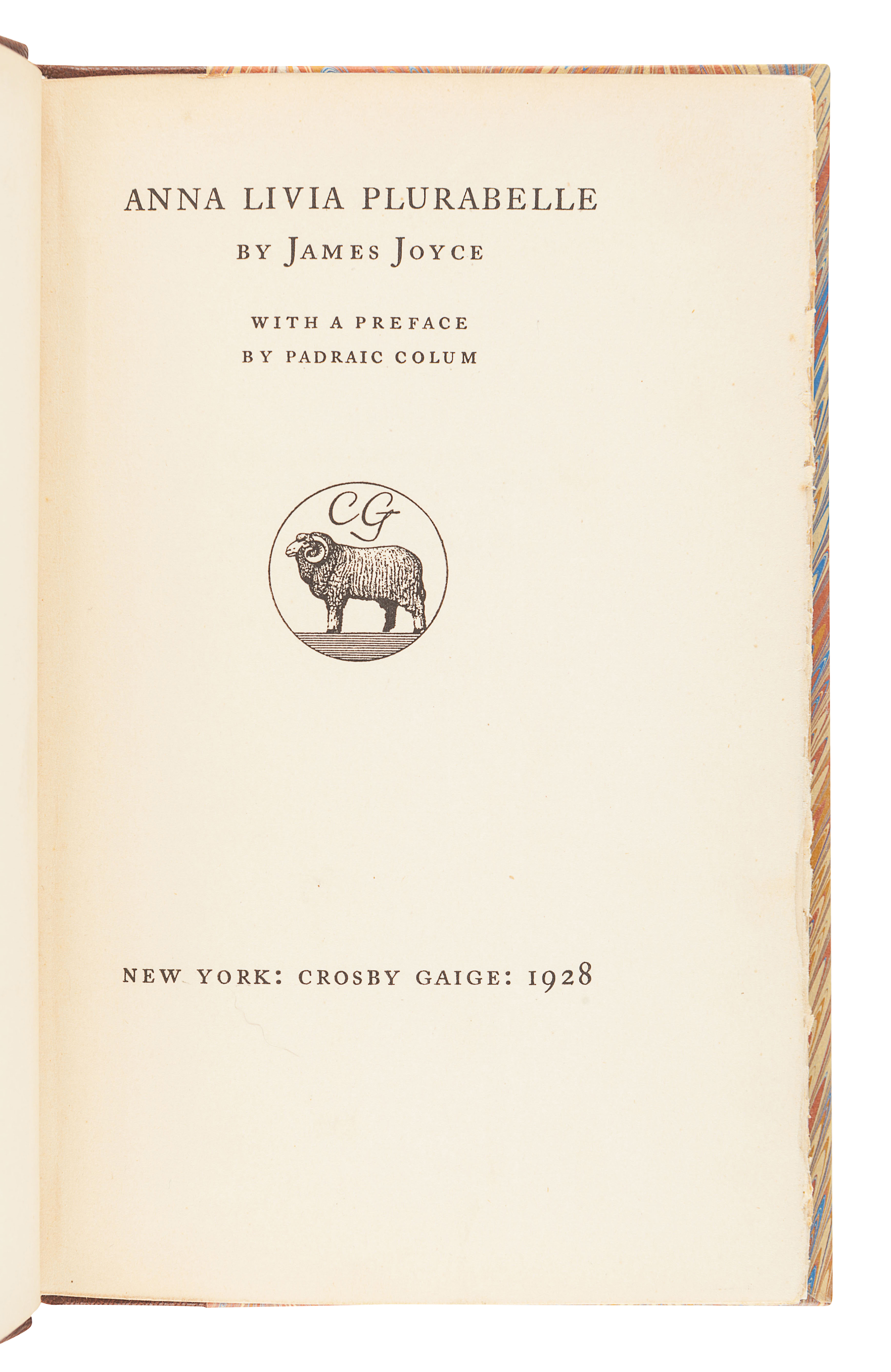 JOYCE, James. Anna Livia Plurabelle. New York: Crosby Gage, 1928. - Image 2 of 3