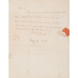 LAMB, Charles (1775-1834). Autograph letter signed ("C. Lamb") to Mr. Allsop. N.p., 29 May 1829.