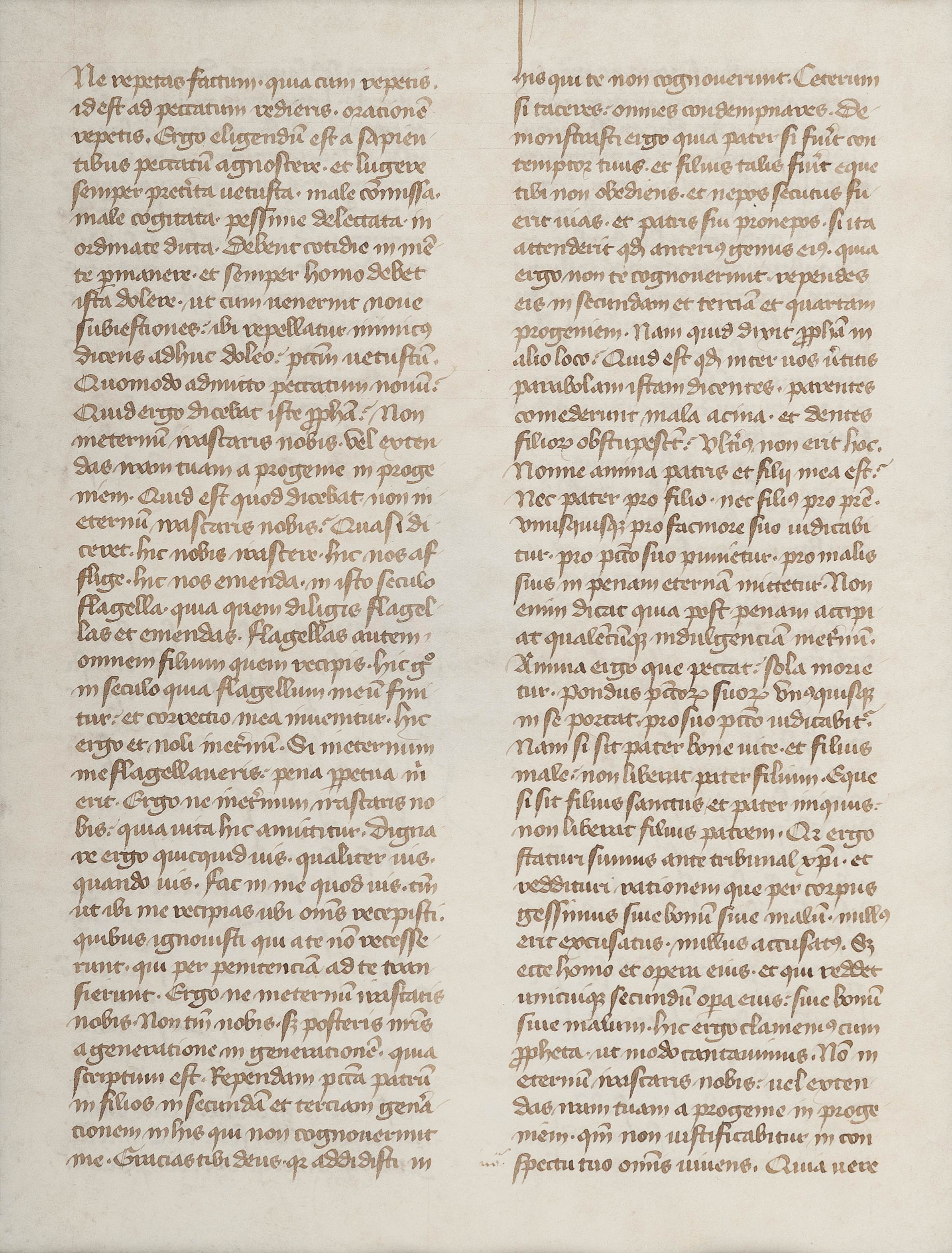 [MANUSCRIPT LEAF -- BIBLE]. One leaf on vellum, in Latin. France, ca 14th century. - Image 2 of 4