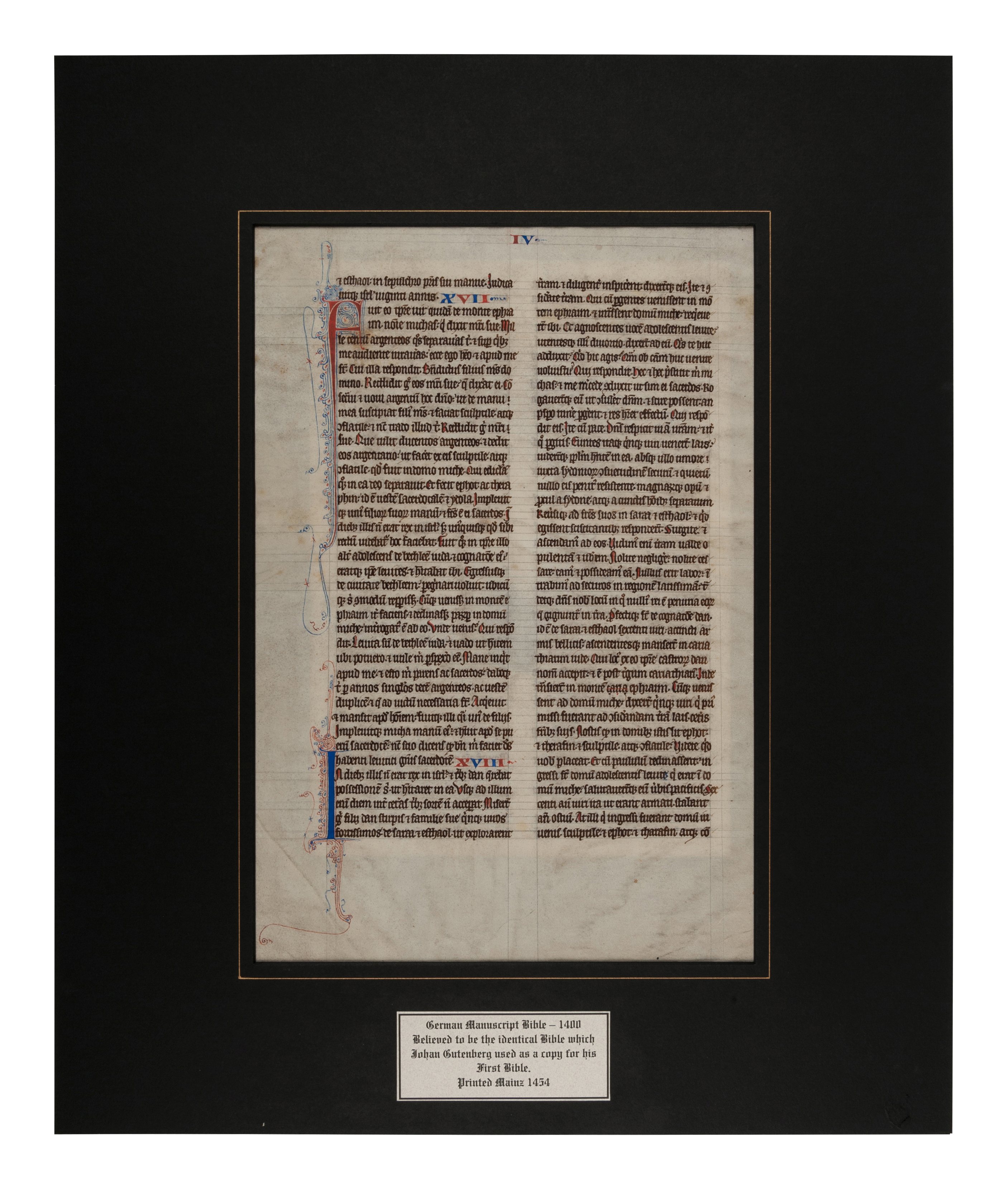 [MANUSCRIPT LEAF -- BIBLE]. One leaf on vellum, in Latin. Germany, ca. 1425. - Image 3 of 4
