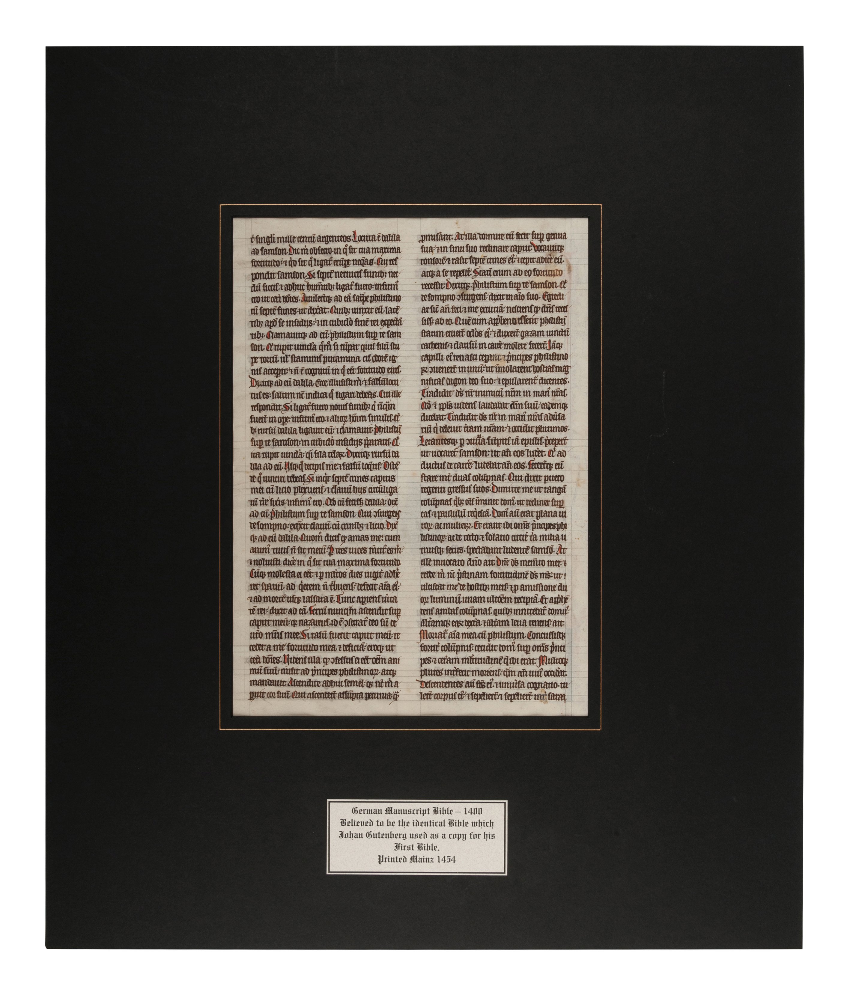[MANUSCRIPT LEAF -- BIBLE]. One leaf on vellum, in Latin. Germany, ca. 1425. - Image 4 of 4