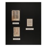 [MANUSCRIPT LEAVES -- BIBLES]. A group of 3 manuscript leaves on vellum, matted together, comprising