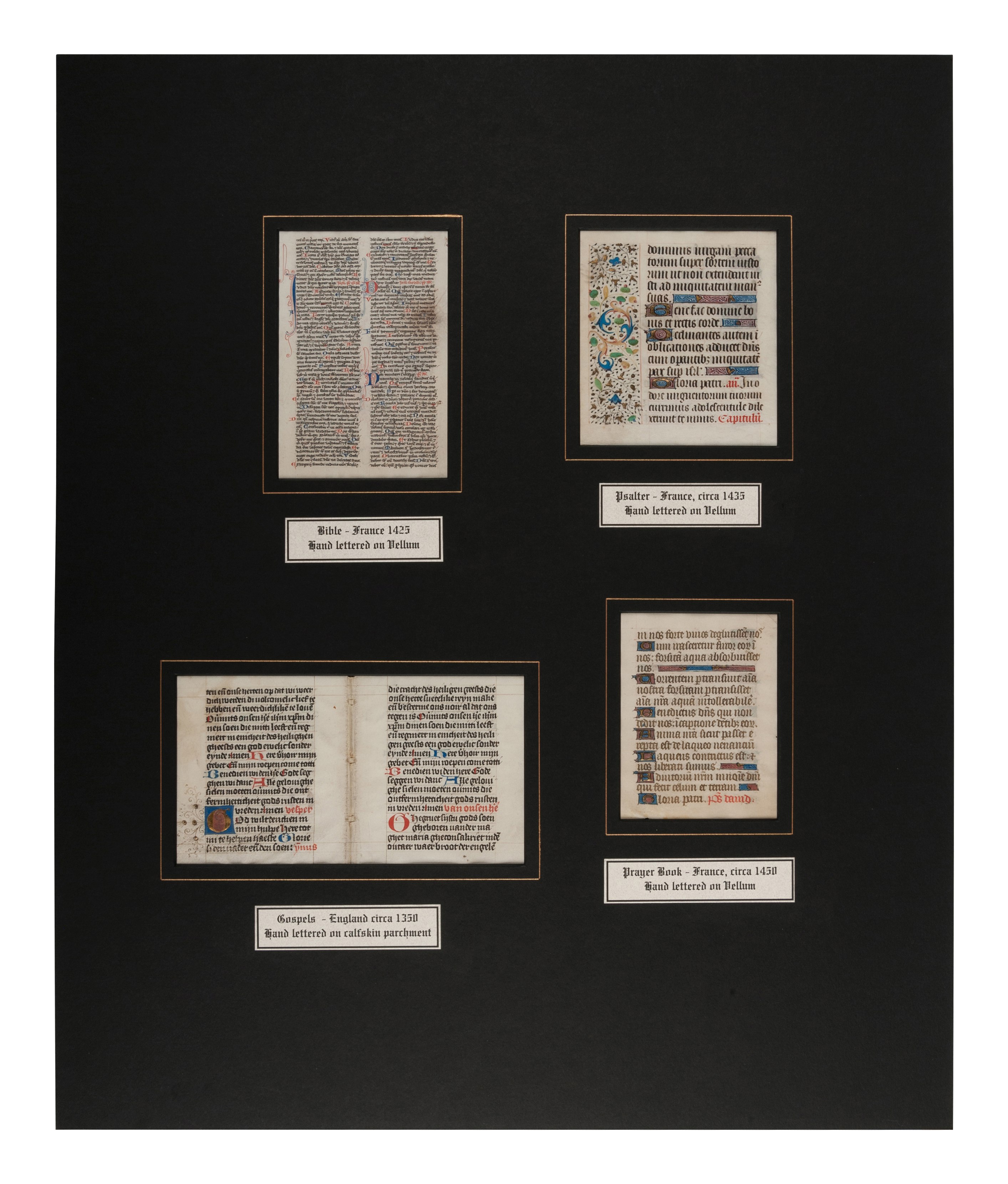[MANUSCRIPT LEAVES -- BIBLES]. A group of 4 manuscript leaves on vellum, matted together, comprising - Image 2 of 10