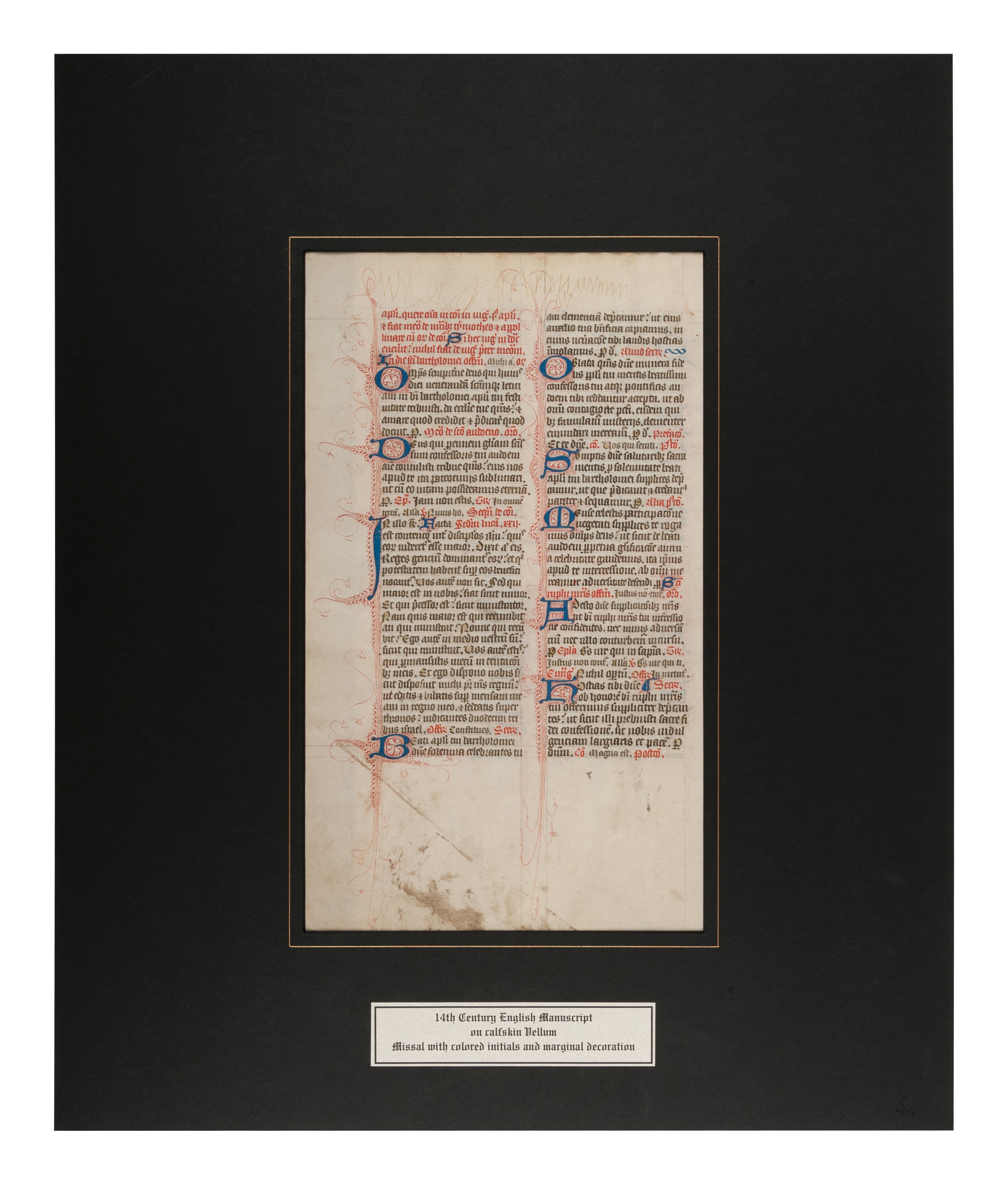 [MANUSCRIPT LEAF -- MISSAL]. One leaf on vellum, in Latin. England?, ca 1375. - Image 3 of 4