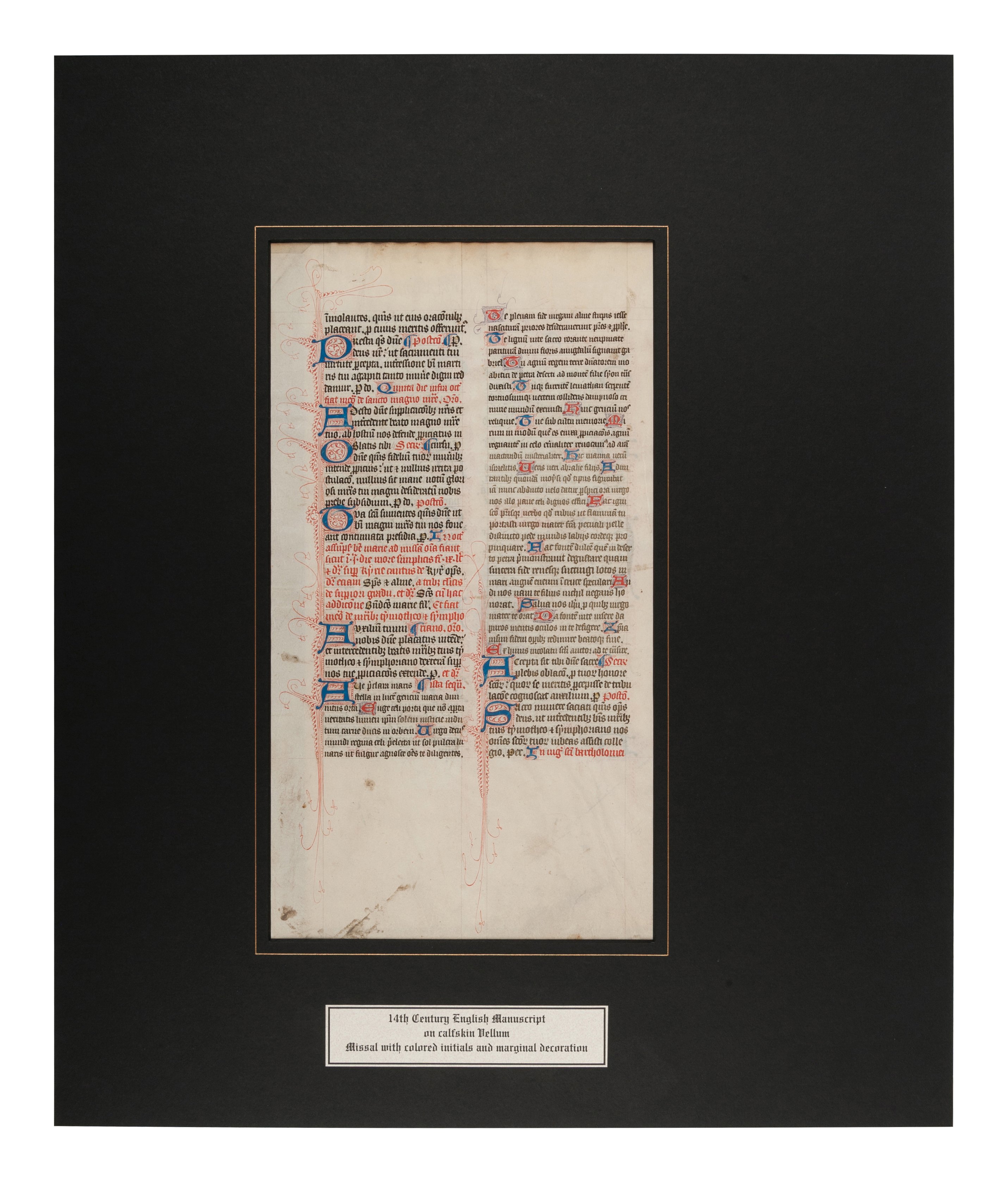 [MANUSCRIPT LEAF -- MISSAL]. One leaf on vellum, in Latin. England?, ca 1375. - Image 4 of 4