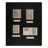 [MANUSCRIPT LEAVES -- BIBLES]. A group of 4 manuscript leaves on vellum, matted together, comprising