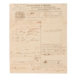[HOUSTON, Sam]. Partly printed document accomplished in manuscript signed ("James Eagan"). 18 Octobe