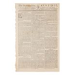 [NEWSPAPER]. The Massachusetts Centinel. Volume 8, No. 24. Boston: Benjamin Russell, Saturday,
