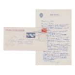 WRIGHT, Frank Lloyd (1869-1959). Autograph letter signed ("F. LL. W/"), to Jesse "Cary" Caraway. New