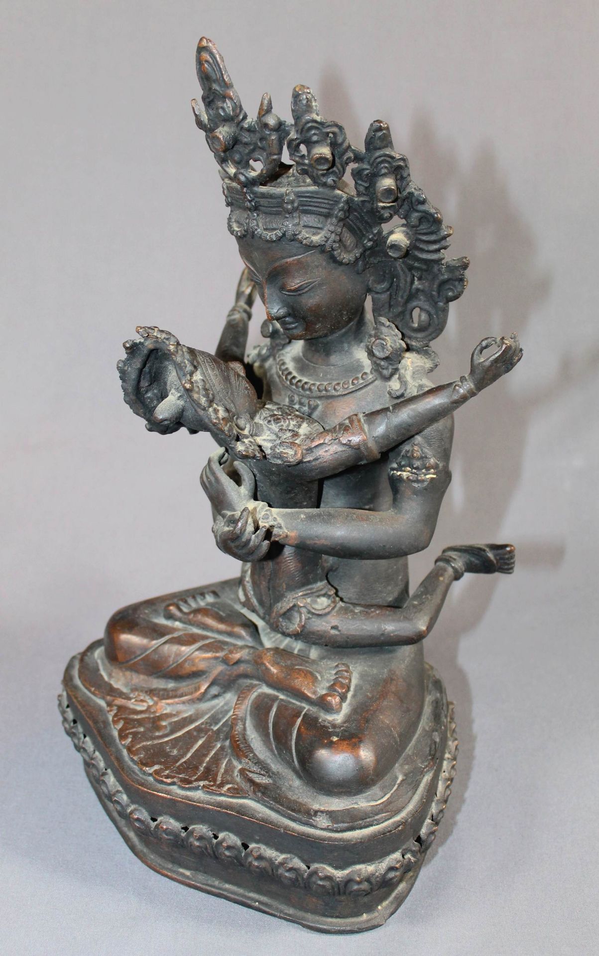 1 Skulptur Bronze "Vajrakilaya in Vereinigung", Asien, H ca. 36cm, Figur weist hinten Beschädigungen - Image 2 of 6