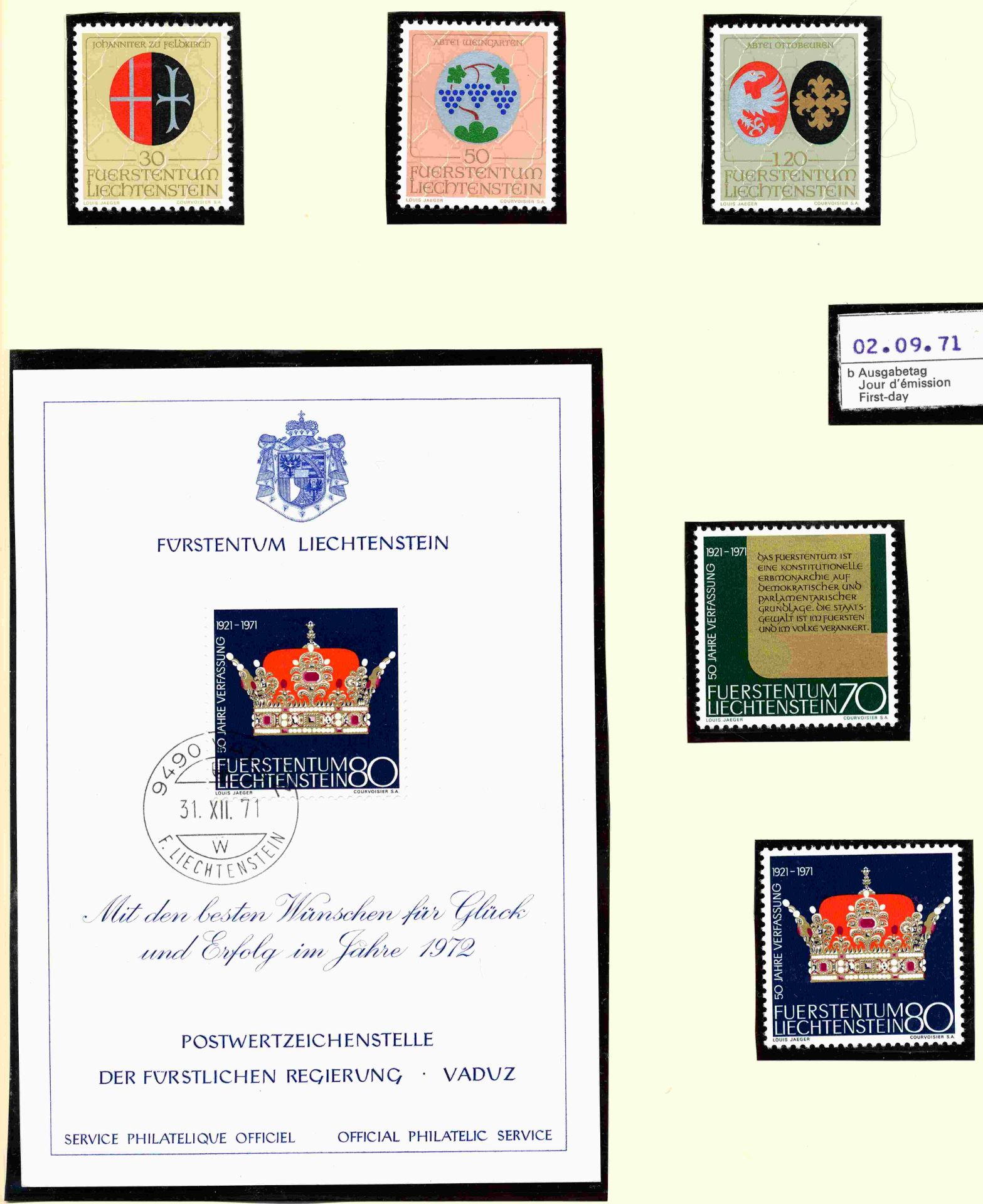 1 Sammlung "Liechtenstein" in 2 Alben von 1968 bis 1990, postfrisch und gestempelt, mit Kleinbögen - Image 2 of 6