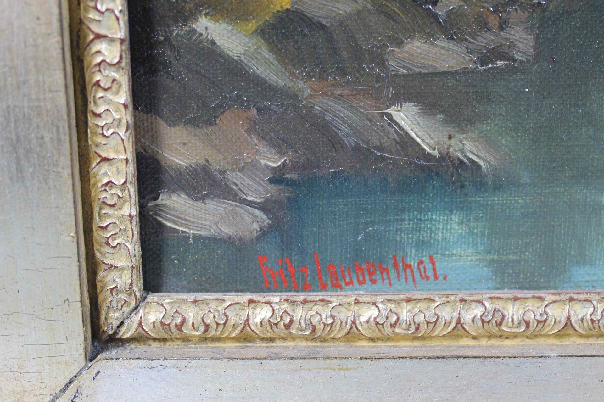 1 Ölbild auf Leinwand "Flußlandschaft", links unten signiert Fritz Laubenthal (19./20. Jhd.), ca. - Image 2 of 2
