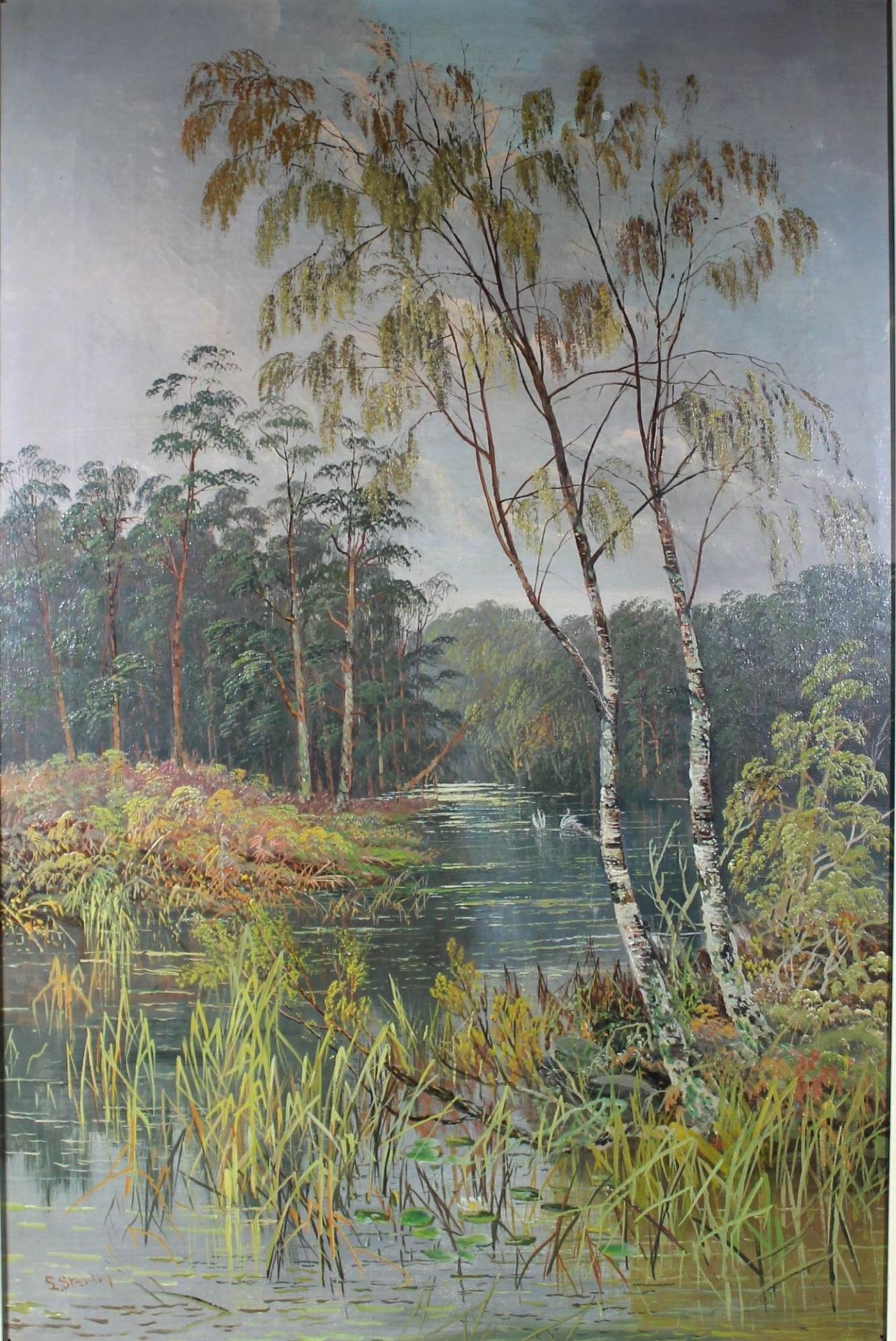 1 Ölbild auf Leinwand "Landschaft", links unten signiert, ca. 75cm x 49,5cm (Motivgrösse), Bild