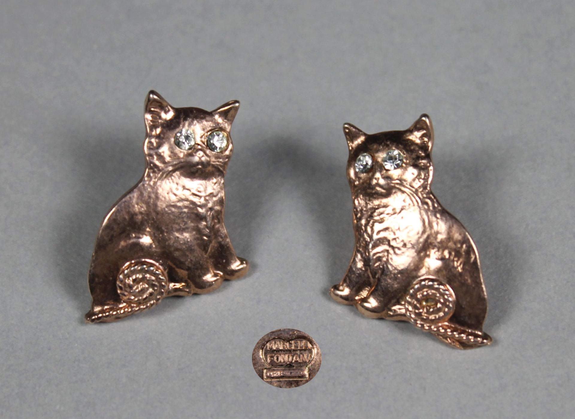 1 Paar Ohrstecker Silber (925/000) „Katzen“, gemarkt Marcello Fontana, Italien, (ca. 7,10g
