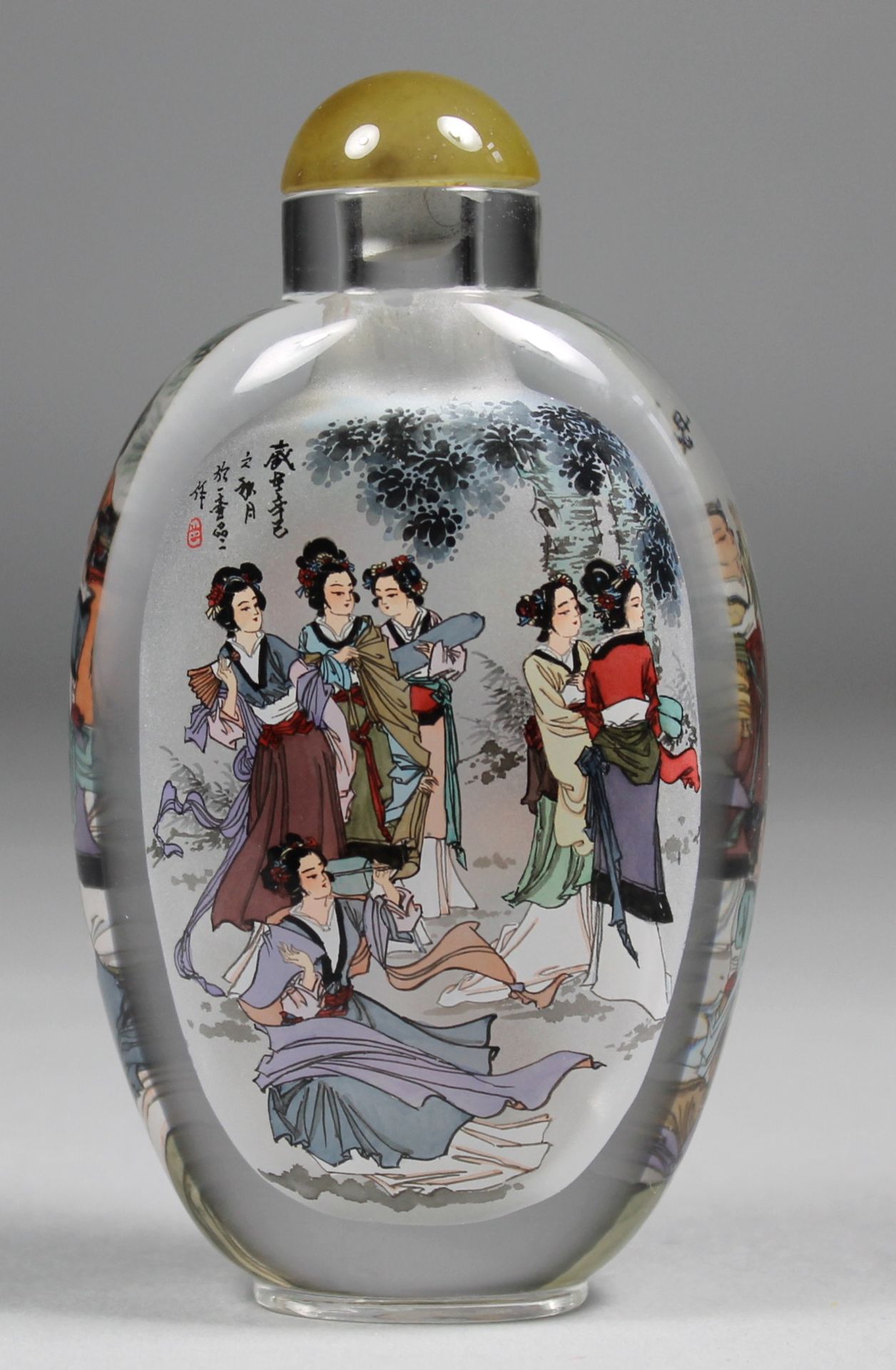 1 große Snuffbottle Glas, China, H ca. 13cm