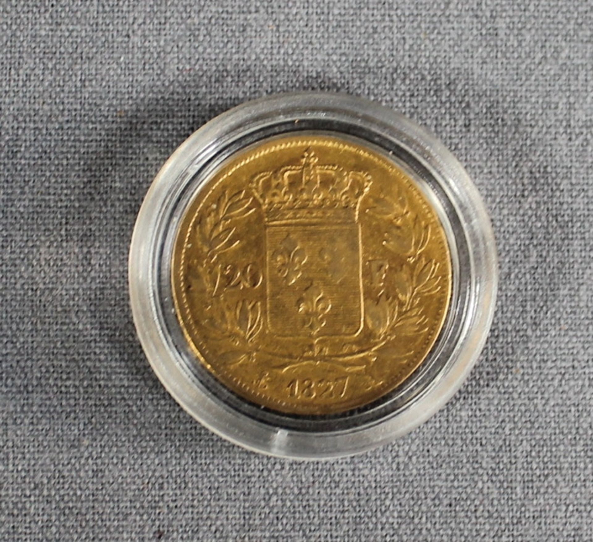 1 Goldmünze (900/000) 1827 "20 Francs, Charles X. (1824-1930), A Prägestätte, 6,45g, schöne - Bild 2 aus 2