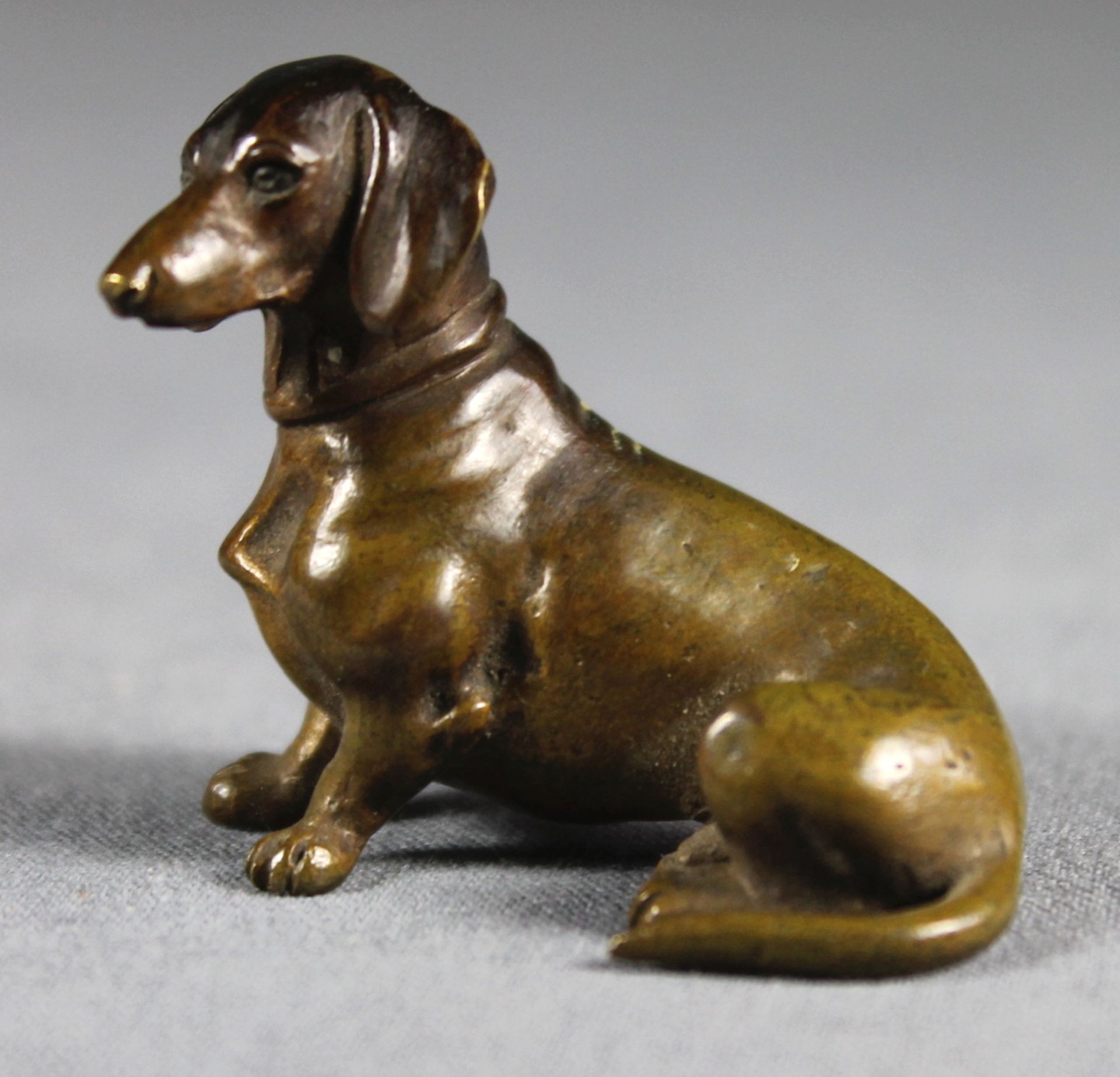 1 kleine Bronzefigur "sitzender Dackel", ca. 3,5cm x 5cm - Image 2 of 4