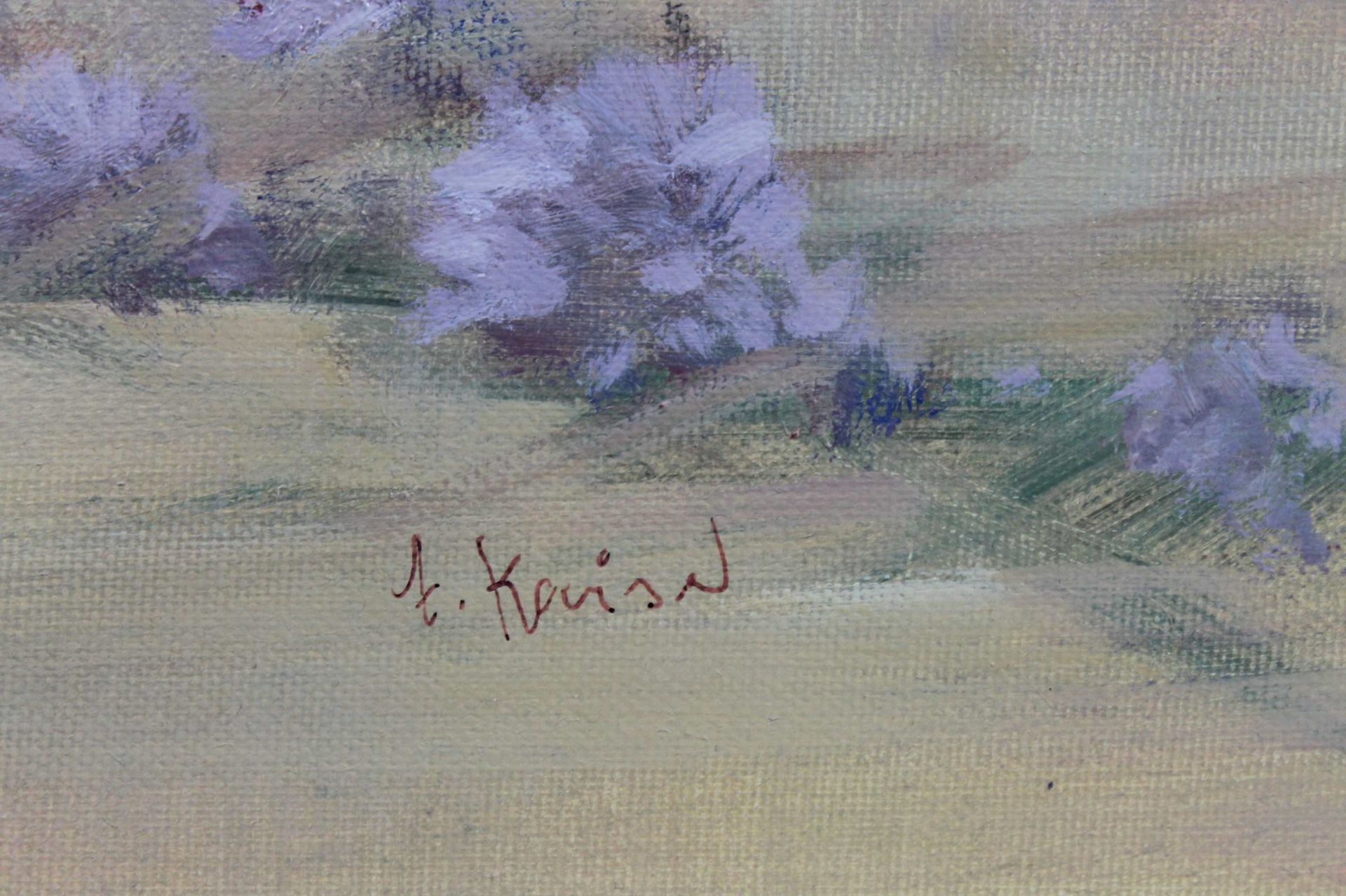 1 großes Ölbild auf Leinwand "Blütenimpressionen in Rosa", rechts unten signiert A. Kaiser, Anton - Image 2 of 2