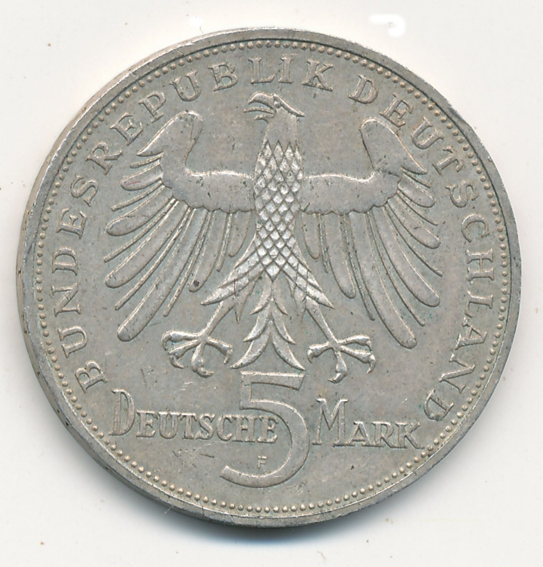 1 Münze Silber "5 DM 1955, 150. Todestag von Friedrich von Schiller", (ca. 11,2g) - Image 2 of 2
