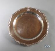 1 runde Platte Silber (800/1000), Punzen: u.a. Halbmond und Krone, Juwelierpunze wohl Paul Telge,