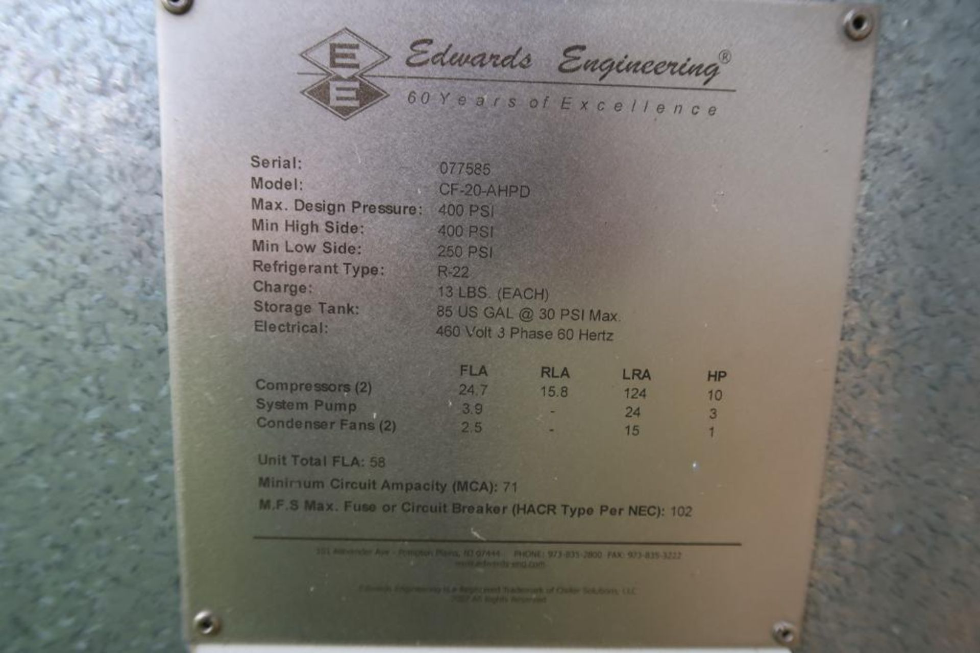 Edwards Engineering Model CF-20-AHPD, Chiller - Image 5 of 7