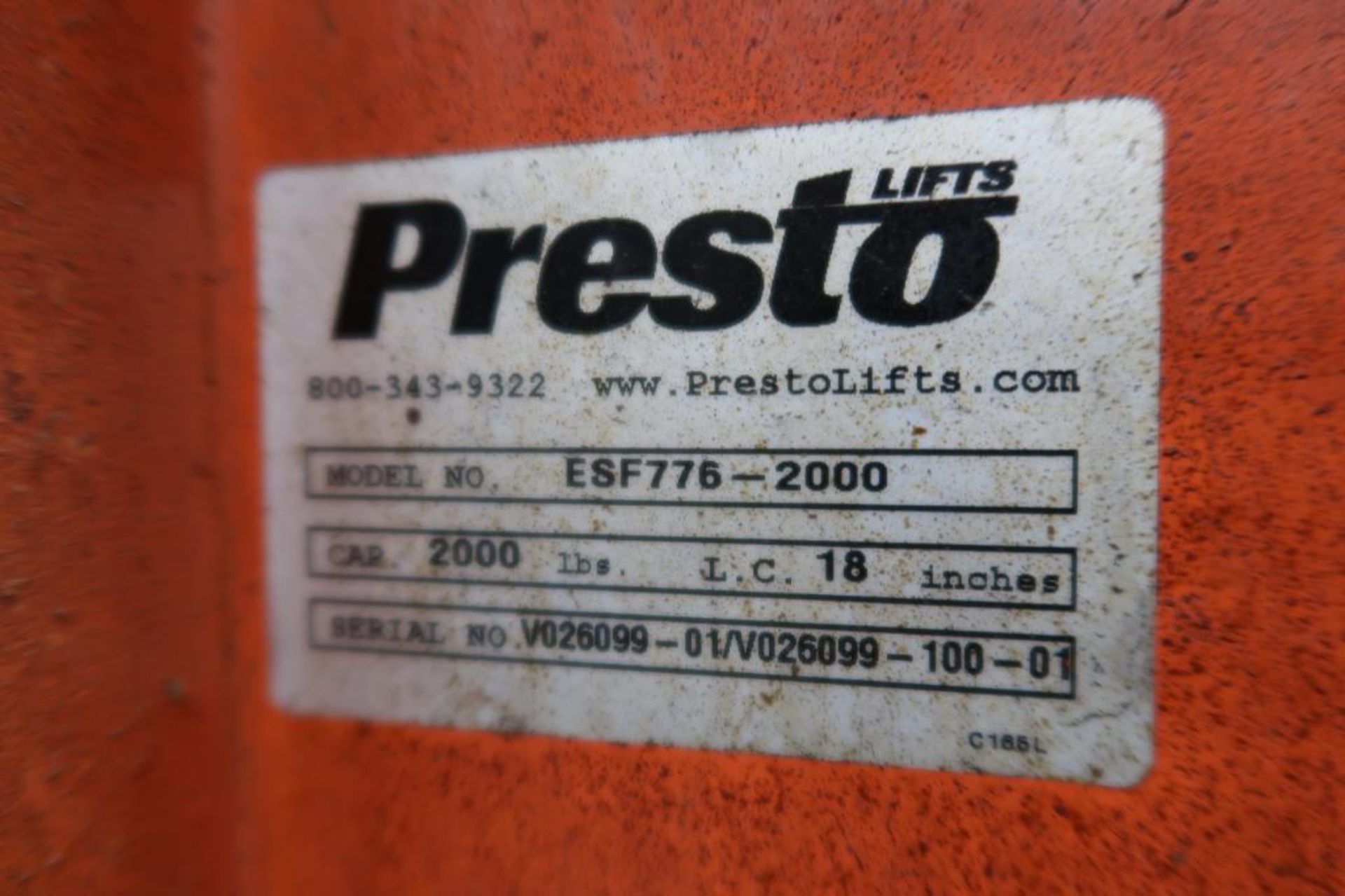 Presto Lifts Model ESF776-2000, Die Lift - Image 2 of 4