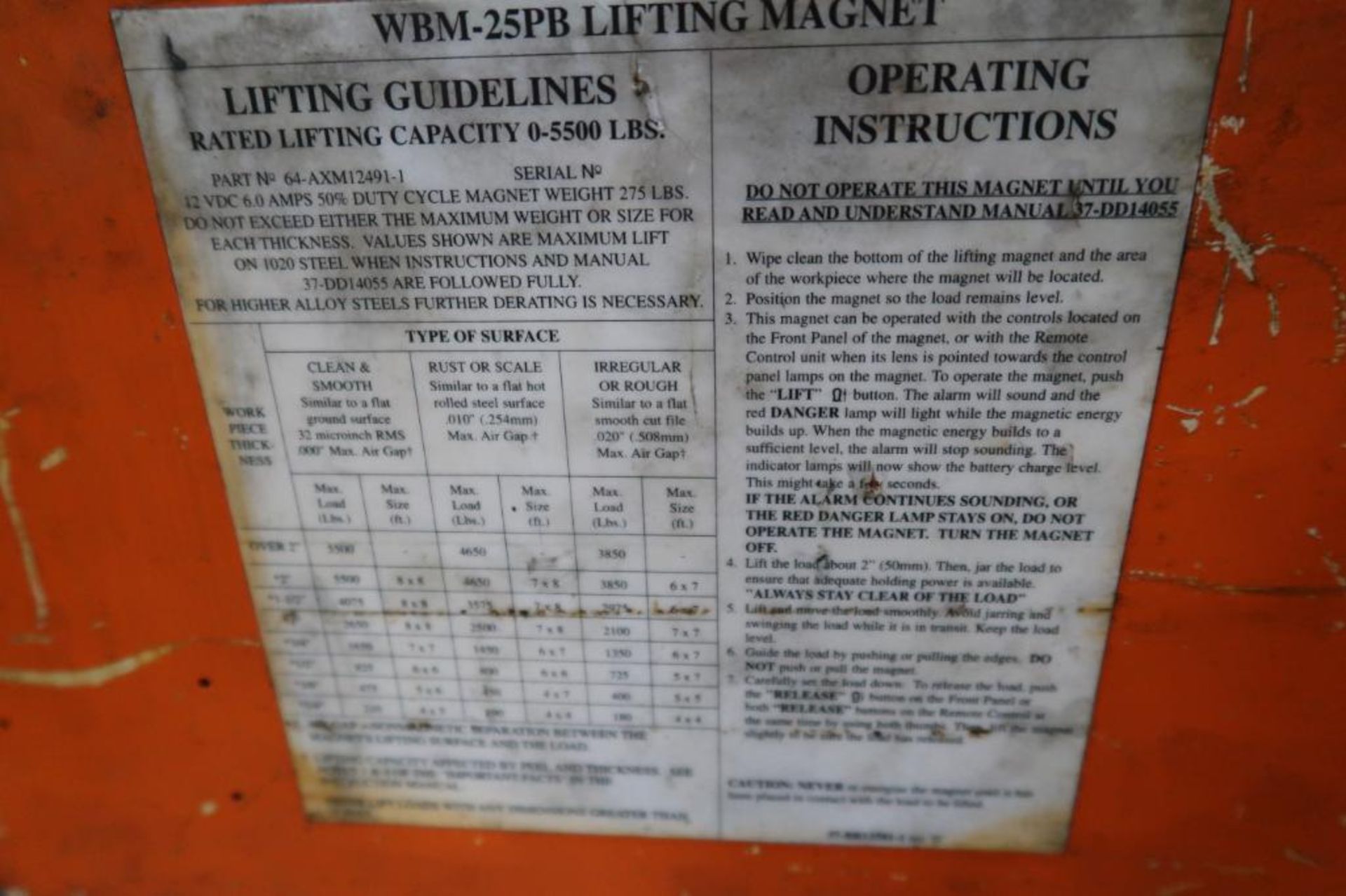 Walker Model WBM-25PB, Lifting Magnet - Image 3 of 4