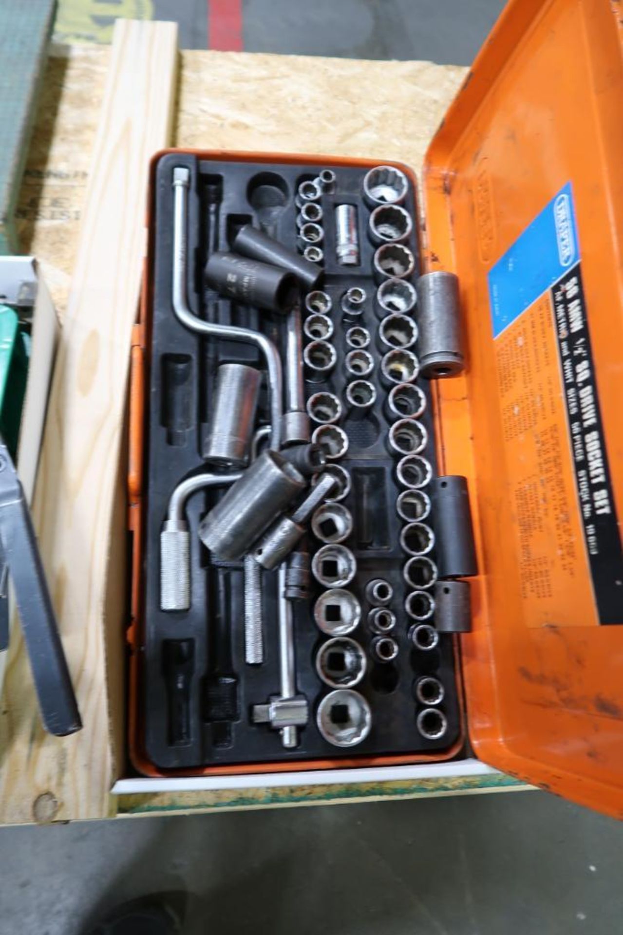 Box Lot of Drills, Electric Meter, Gas Leak Checker, Hand Tools, Number Stamps, Socket Set - Not Com - Image 5 of 6