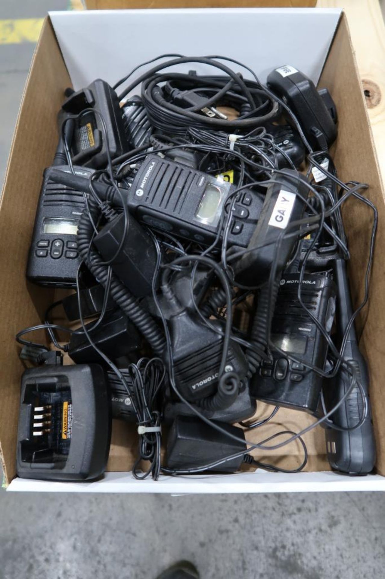 Box Lot of Assorted Walkie Talkies Most Motorola