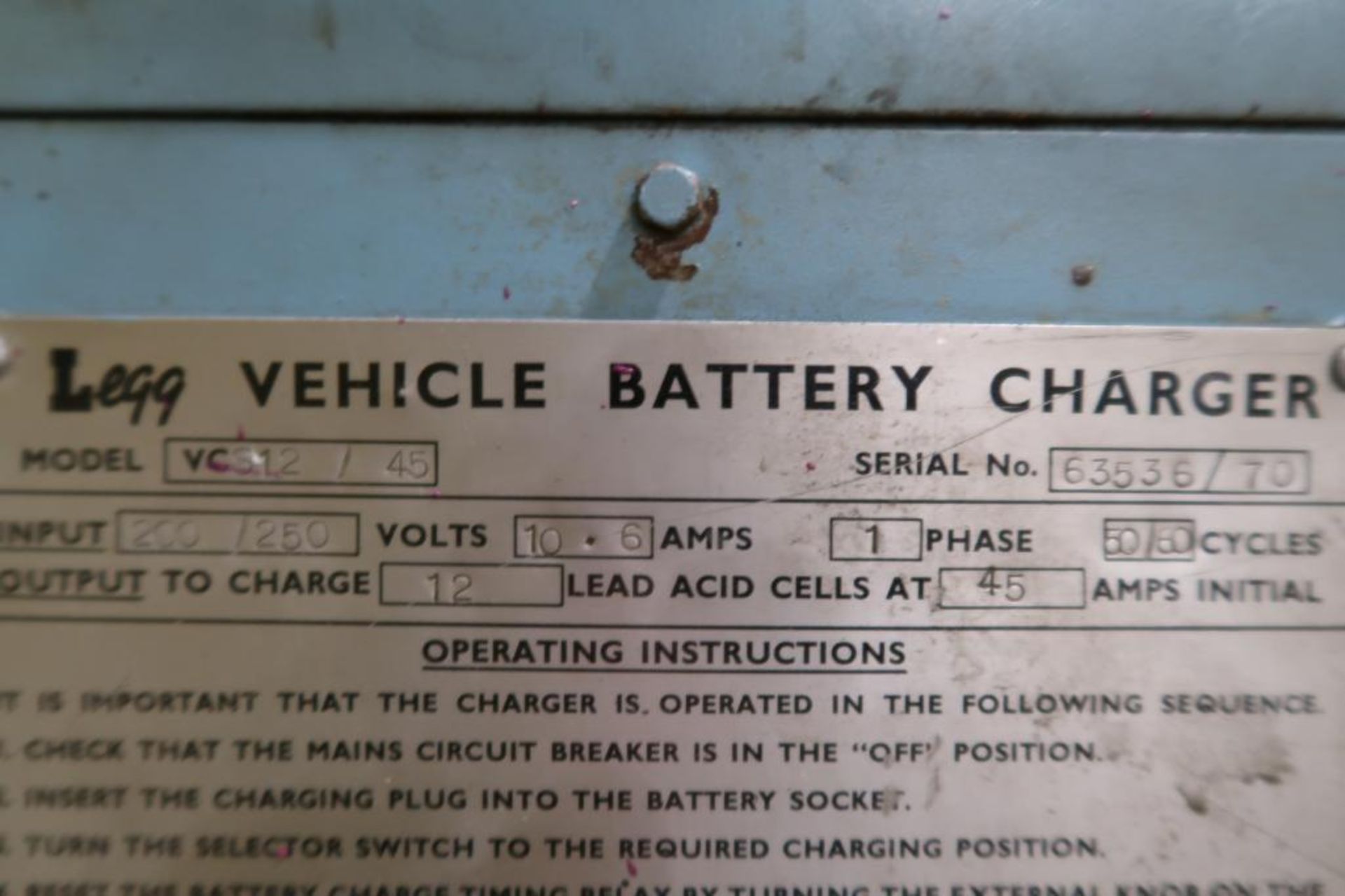 Legg Model VCS12/45, Charger - Image 3 of 4