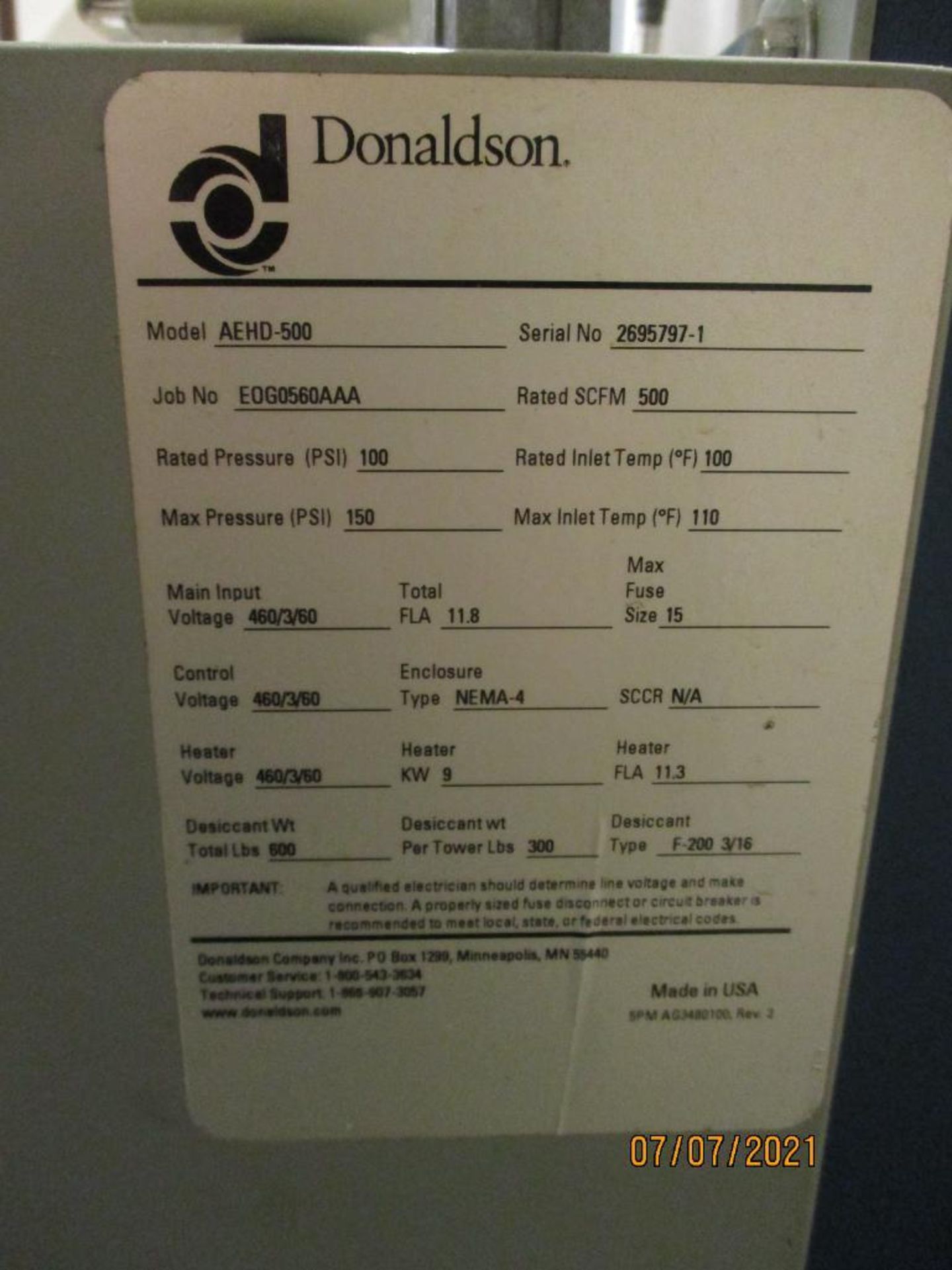 Donaldson AEHD-500 Ultrafilter - Image 5 of 5