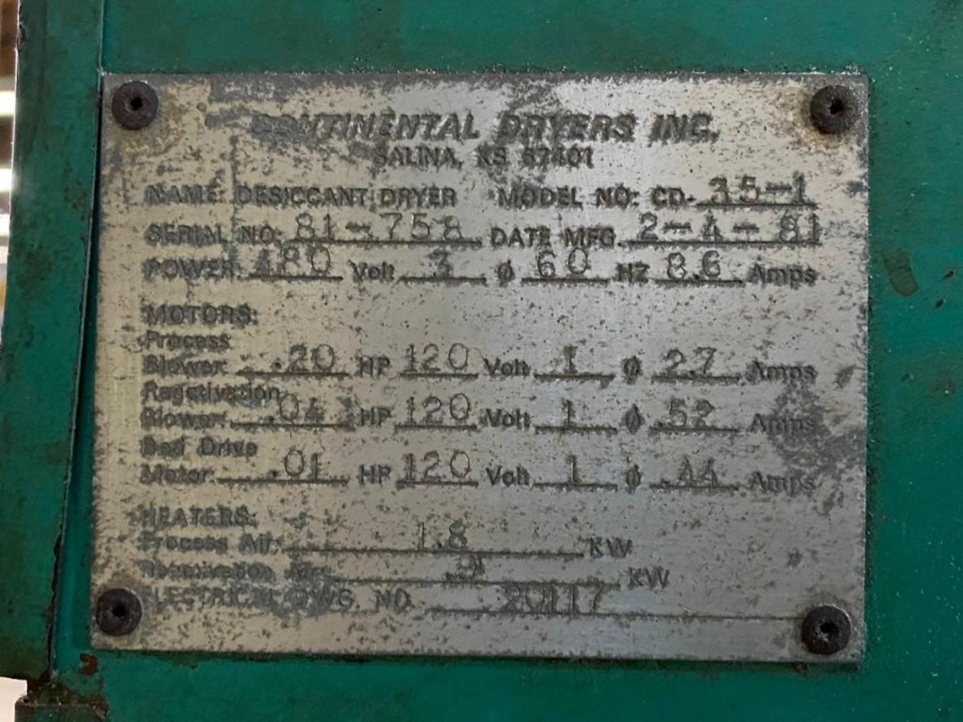 Continental mdl. 35-1 Dryer - Image 6 of 6