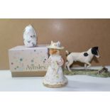 A Royal Doulton Figurine Poppy Eyebright, A Border Fine Art Dog, Aynsley Squirrel Figurine