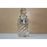 Crystal Cut Decanter Bottle With Whisky Silver Label