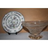 A W.R Midwinter Plate And Crystal Fruit Bowl