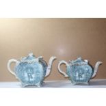 Two Burleigh Ware Gilded Teapot Large 18cm and small 15cm